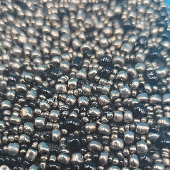 SMALL Vintage Beaded Black and Silver Clutch With Beaded Zipper Bobble Prom - Picture 4 of 10